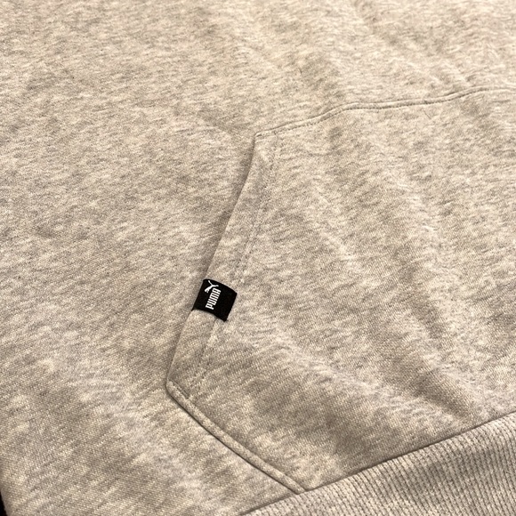 Puma Power Logo Hoodie W/Kangaroo Pocket Regular Fit Size Medium Light Grey - Picture 5 of 12